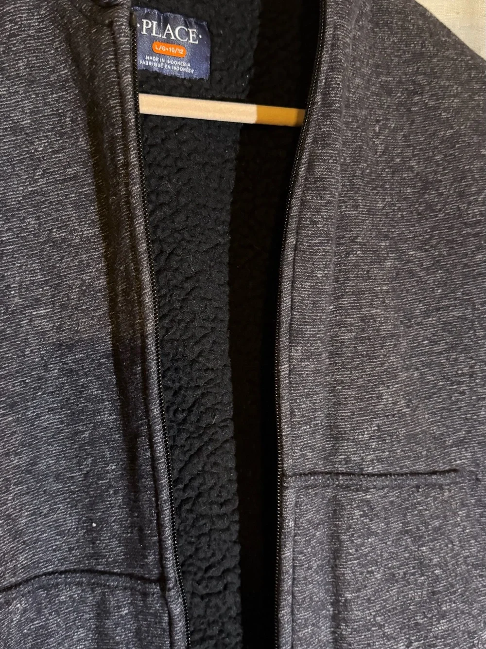 The Children's Place Dark Heather Gray Hooded Sherpa-Lined Puffer Jacket